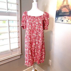 J. Crew : Crinkle Cotton Afternoon Mini Dress : Coral Floral Print: XS